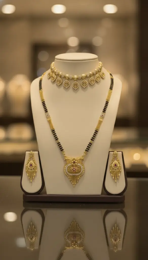 AI Generated Combo Set Z-NK-M-E-GS – Choker + Mangalsutra Only (Middle Layer Removed)