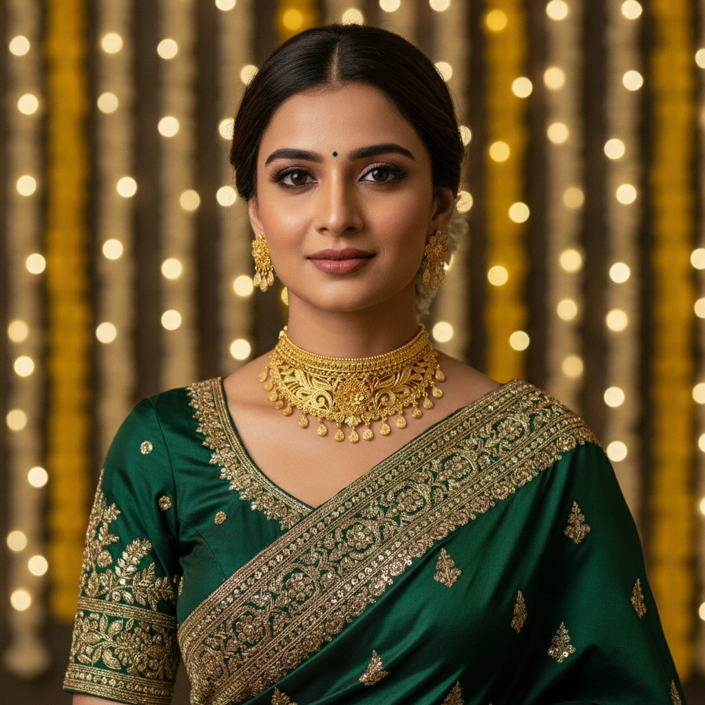 AI Generated Traditional Gold Plated Choker Set - Lifestyle Shot