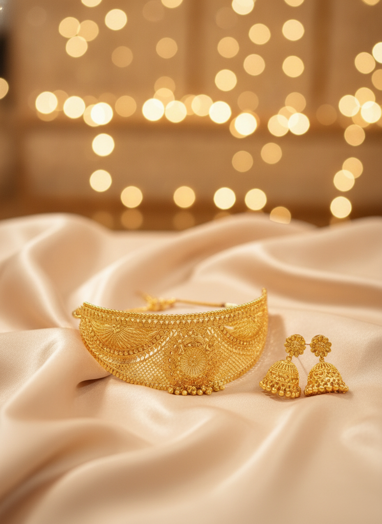 AI Generated Luxurious Gold Plated Choker Set Lifestyle