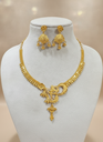 AI Generated Gold Plated Floral Choker Necklace & Jhumki Earring Set Studio Shot