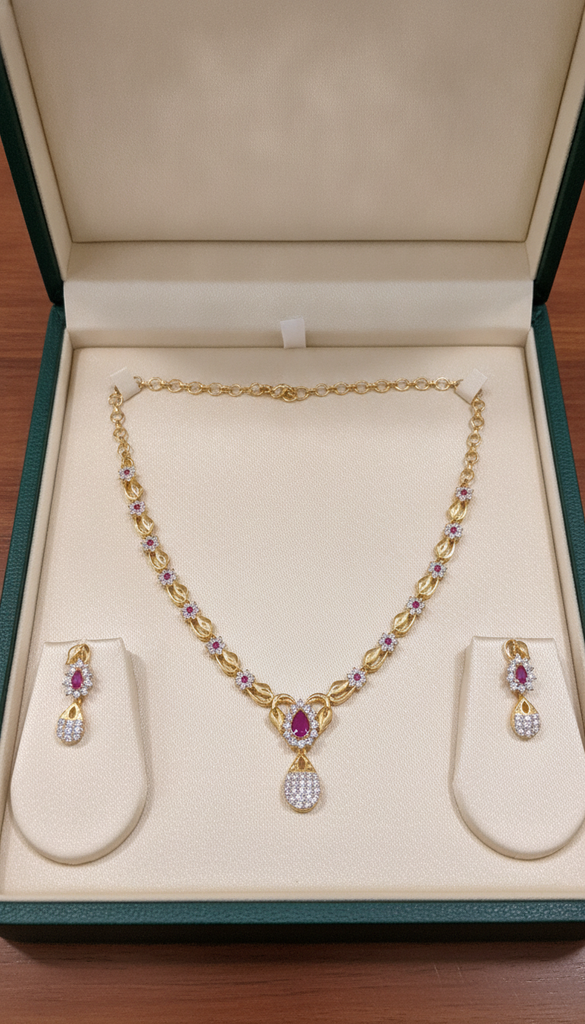 AI Generated Floral Teardrop CZ Set in Luxury Gift Box
