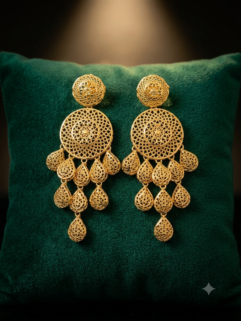 Grand Filigree Chandelier Drop Earrings – Gold-Plated
