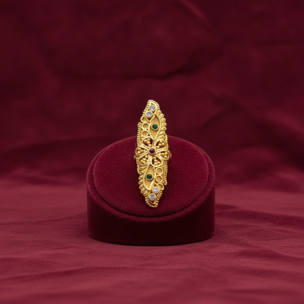 1-Gram Gold-Plated Traditional Long Ring 5