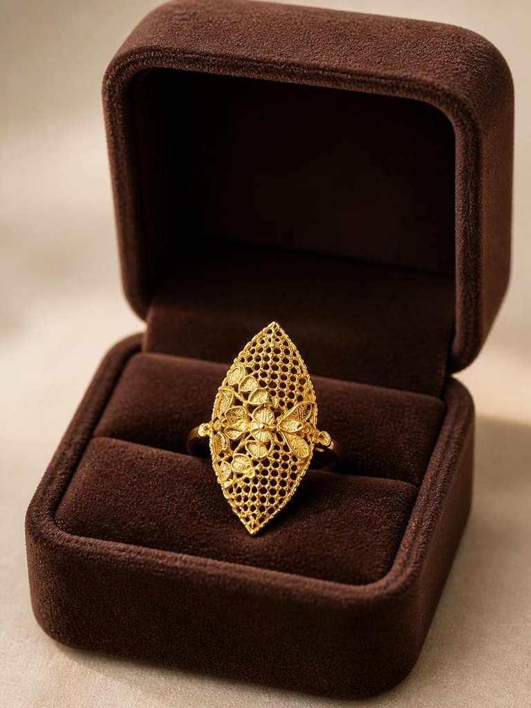 1 Gram Gold Net Jaali Flower Ring | Free Size