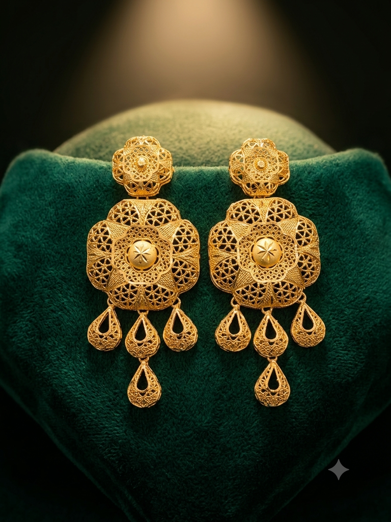 Royal Filigree Floral Drop Earrings